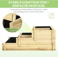 Outsunny Hochbeet Holz, 3-stufige Pflanzbeet, Frühbeet mit Stoffauskleidung, Gartenbeet Blumenkasten Gemüsebeet 93x93x35cm für Balkon, Garten, Pflanzkasten für Blumen, Gemüse, Kräuter, Natur - Thumbnail 6