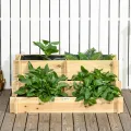 Outsunny Hochbeet Holz, 3-stufige Pflanzbeet, Frühbeet mit Stoffauskleidung, Gartenbeet Blumenkasten Gemüsebeet 93x93x35cm für Balkon, Garten, Pflanzkasten für Blumen, Gemüse, Kräuter, Natur - Thumbnail 9
