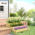 Outsunny Hochbeet Holz, 3-stufige Pflanzbeet, Frühbeet mit Stoffauskleidung, Gartenbeet Blumenkasten Gemüsebeet 93x93x35cm für Balkon, Garten, Pflanzkasten für Blumen, Gemüse, Kräuter, Natur - Thumbnail 3