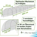 TTL Garden Quick&Easy Folientunnel 300x45x30cm mit PE Folie - sofort nutzbarer 3m Folien Tunnel mit Kordel, 7 Tunnelbögen Abdeckung Frühbeet Hochbeet Gemüsebeet, Wärme & Frostschutz für Pflanzen - Thumbnail 3