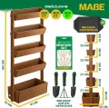 KESSER® Hochbeet mit 5 Etagen Premium Blumenkasten Blumentreppe Pflanztreppe Gemüsebeet Kräuterbeet Pflanzkübel Frühbeet Blumenbeet Pflanzkasten mit Gartenvlies - Beet inkl. Schaufelset, Braun - Thumbnail 5