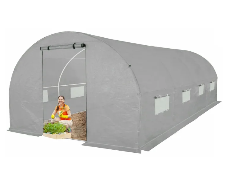 Gewächshaus Foliengewächshaus 2x2m mit Stahlfundament - Grün Folientunnel Gewächshaus für Tomaten 2x2 mit UV4 - Groß Gewächshäuser Folie 140g/m2- Foliengewächshaus Stabil 200x200 cm - 4m2 – Bild 5