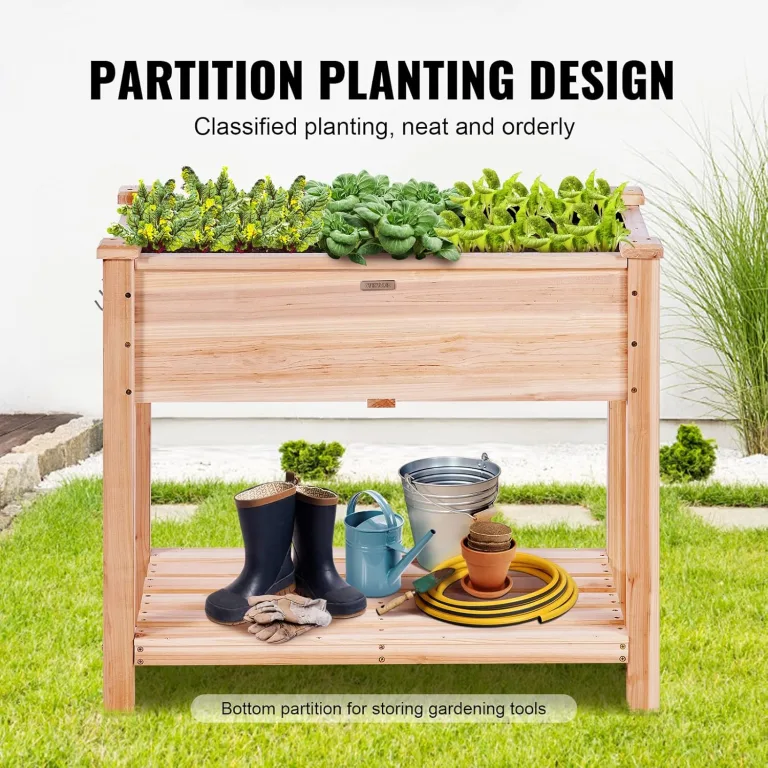 VEVOR Hochbeet Holz Pflanzkübel mit Ablage Blumenkasten 75kg Tragfähigkeit Garten Pflanzkasten Terrassen Gemüsebeet Gartenbeet Pflanzbeet 86x46x76cm ideal für den Anbau von Gemüse Obst Kräutern – Bild 5