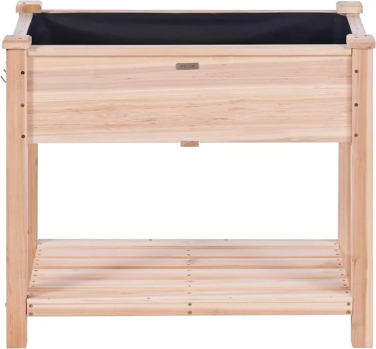 VEVOR Hochbeet Holz Pflanzkübel mit Ablage Blumenkasten 75kg Tragfähigkeit Garten Pflanzkasten Terrassen Gemüsebeet Gartenbeet Pflanzbeet 86x46x76cm ideal für den Anbau von Gemüse Obst Kräutern – Bild 9