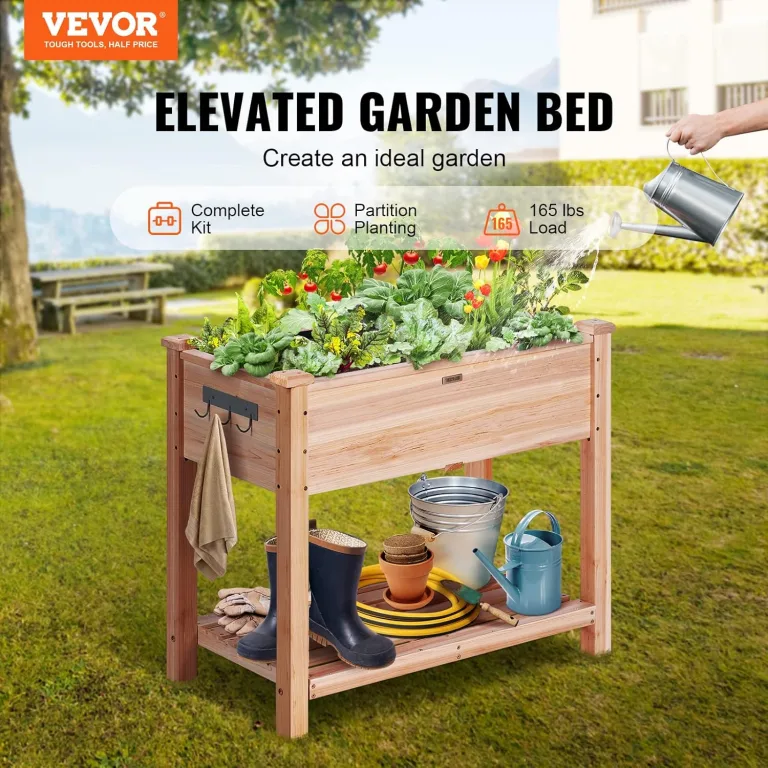 VEVOR Hochbeet Holz Pflanzkübel mit Ablage Blumenkasten 75kg Tragfähigkeit Garten Pflanzkasten Terrassen Gemüsebeet Gartenbeet Pflanzbeet 86x46x76cm ideal für den Anbau von Gemüse Obst Kräutern – Bild 2
