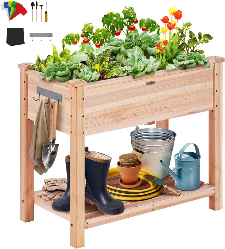 VEVOR Hochbeet Holz Pflanzkübel mit Ablage Blumenkasten 75kg Tragfähigkeit Garten Pflanzkasten Terrassen Gemüsebeet Gartenbeet Pflanzbeet 86x46x76cm ideal für den Anbau von Gemüse Obst Kräutern – Bild 1