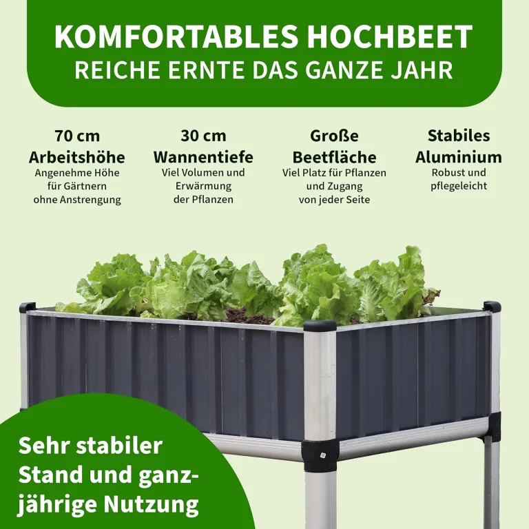 TTL Garden „Superior“ Alu Hochbeet mit Frühbeet Aufsatz - 128x114x60cm großes hochwertiges Aluminium Hochbeet mit Gewächshaus Abdeckung mehrteilige Türen & Dach aus durchsichtigem Polycarbonat – Bild 4
