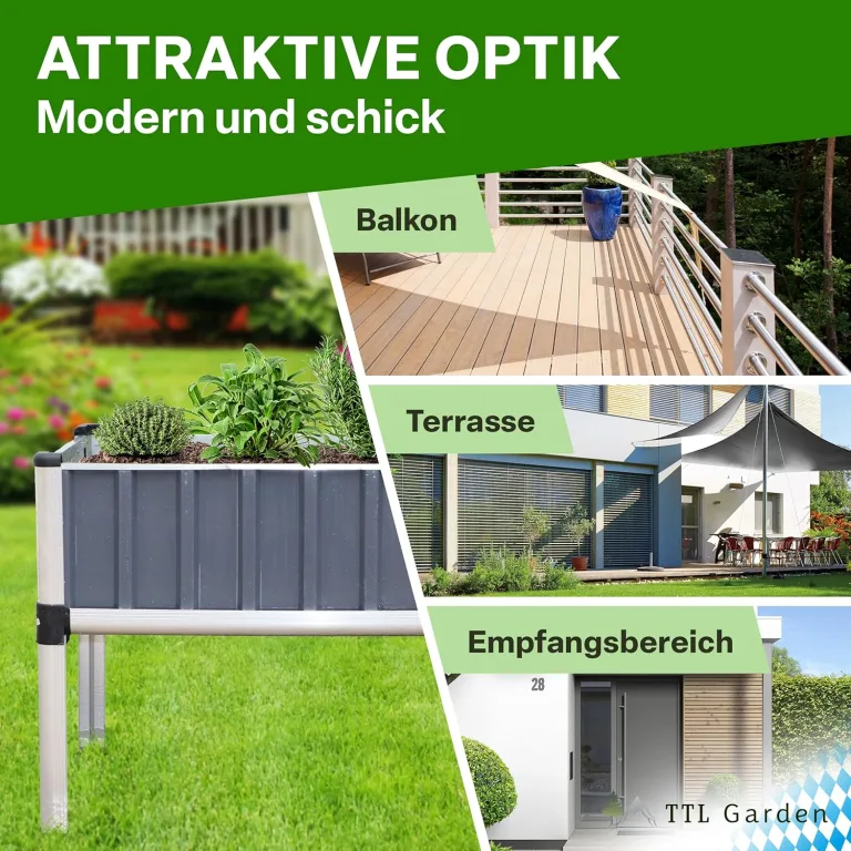 TTL Garden „Superior“ Alu Hochbeet mit Frühbeet Aufsatz - 128x114x60cm großes hochwertiges Aluminium Hochbeet mit Gewächshaus Abdeckung mehrteilige Türen & Dach aus durchsichtigem Polycarbonat – Bild 6