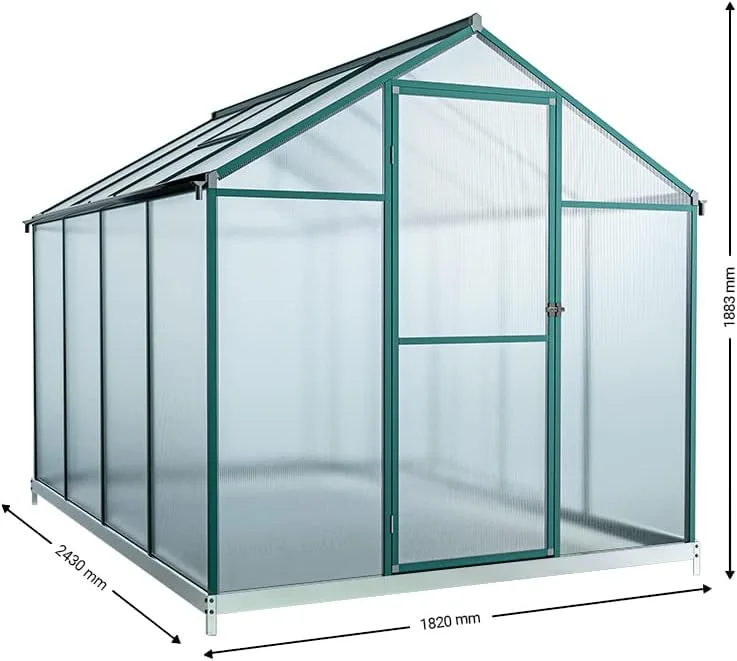 Outgarden Gewächshaus Royal | Hohlkammerplatte 4 mm | 4,4 m² | Aluminium eloxiert | B x T x H: 182 x 243 x 188,3 cm | Mit Dachfenster und Flügeltür | Inkl. Fundament – Bild 5