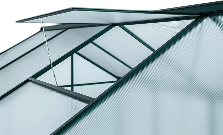 Outgarden Gewächshaus Royal | Hohlkammerplatte 4 mm | 4,4 m² | Aluminium eloxiert | B x T x H: 182 x 243 x 188,3 cm | Mit Dachfenster und Flügeltür | Inkl. Fundament – Bild 7