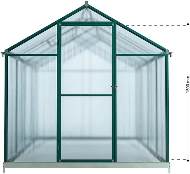 Outgarden Gewächshaus Royal | Hohlkammerplatte 4 mm | 4,4 m² | Aluminium eloxiert | B x T x H: 182 x 243 x 188,3 cm | Mit Dachfenster und Flügeltür | Inkl. Fundament – Bild 3