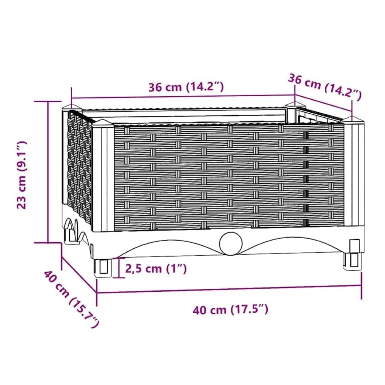 vidaXL Hochbeet, Hochbeet für Garten Balkon Terrasse, Gemüsebeet Pflanzkasten zum Selber Bauen, Blumenbeet Blumenkasten Rattan-Optik, Polypropylen – Bild 2
