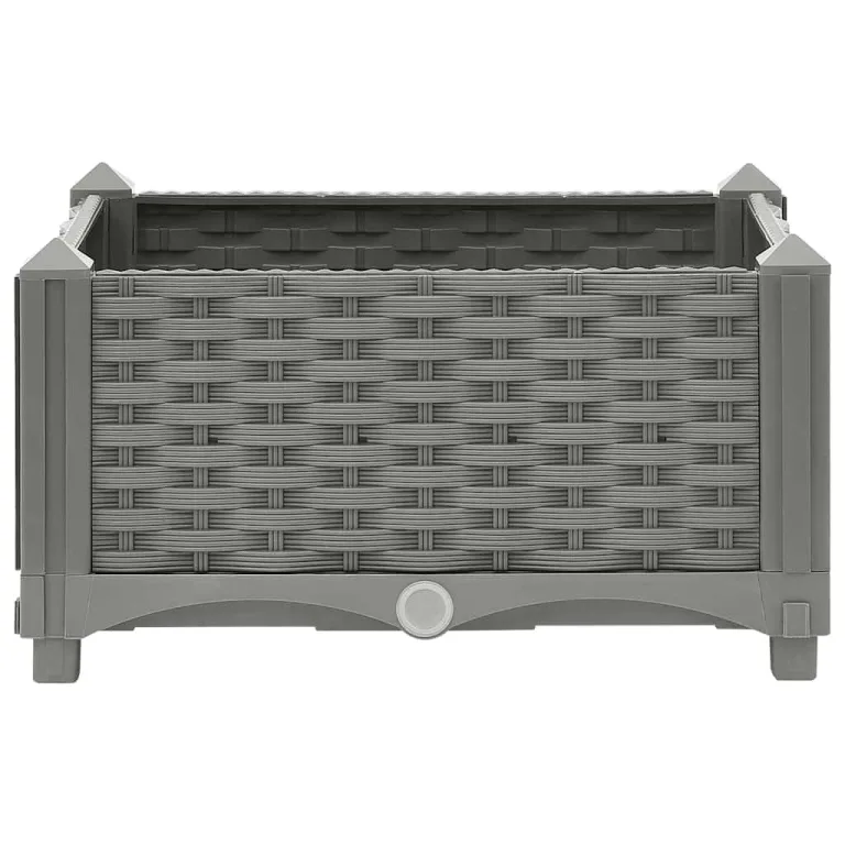 vidaXL Hochbeet, Hochbeet für Garten Balkon Terrasse, Gemüsebeet Pflanzkasten zum Selber Bauen, Blumenbeet Blumenkasten Rattan-Optik, Polypropylen – Bild 5