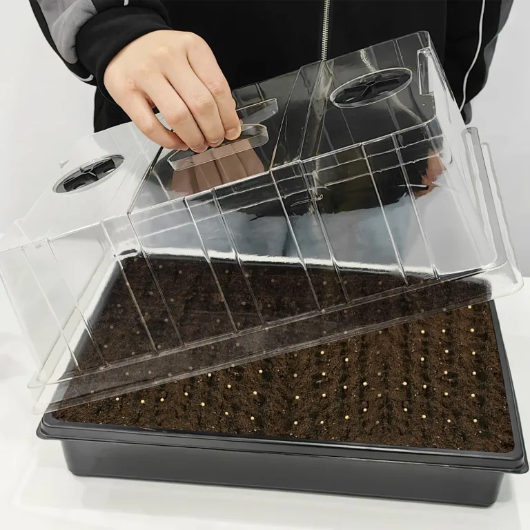 Zimmergewächshaus Anzuchtkasten, 4 Stück anzucht gewächshaus Set mit erhöhten Deckel, Setzling Starter Tabletts Treibhaus Anzuchtschale mit Deckel für Pflanze, Schwarz – Bild 3