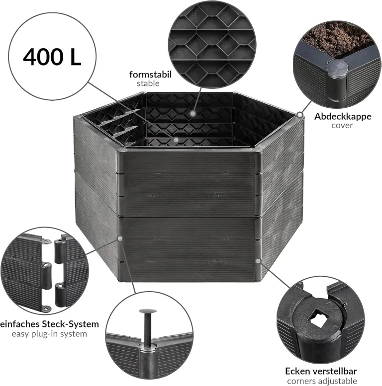 Grizzly Hochbeet System 2 Set, für Garten und Balkon, Blumenkasten, Gemüsebeet, witterungsbeständig – Bild 3