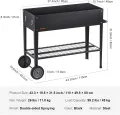 VEVOR Hochbeet mit Rädern Pflanzkübel Blumenkasten Garten Pflanzkasten Terrassen Gemüsebeet Gartenbeet Pflanzbeet Schwarz 108x49,5x80cm verzinktem Stahl ideal für den Anbau von Gemüse Obst Kräutern - Thumbnail 7