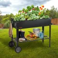 VEVOR Hochbeet mit Rädern Pflanzkübel Blumenkasten Garten Pflanzkasten Terrassen Gemüsebeet Gartenbeet Pflanzbeet Schwarz 108x49,5x80cm verzinktem Stahl ideal für den Anbau von Gemüse Obst Kräutern - Thumbnail 8