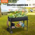 VEVOR Hochbeet mit Rädern Pflanzkübel Blumenkasten Garten Pflanzkasten Terrassen Gemüsebeet Gartenbeet Pflanzbeet Schwarz 108x49,5x80cm verzinktem Stahl ideal für den Anbau von Gemüse Obst Kräutern - Thumbnail 2