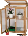 needs&wants® Mini Gewächshaus Treibhaus klein Winterfest aus Holz für Balkon Garten Indoor, Frühbeet Hochbeet Pflanzschrank Anzuchthaus, auch für Schildkröten, Polycarbonat - Thumbnail 1