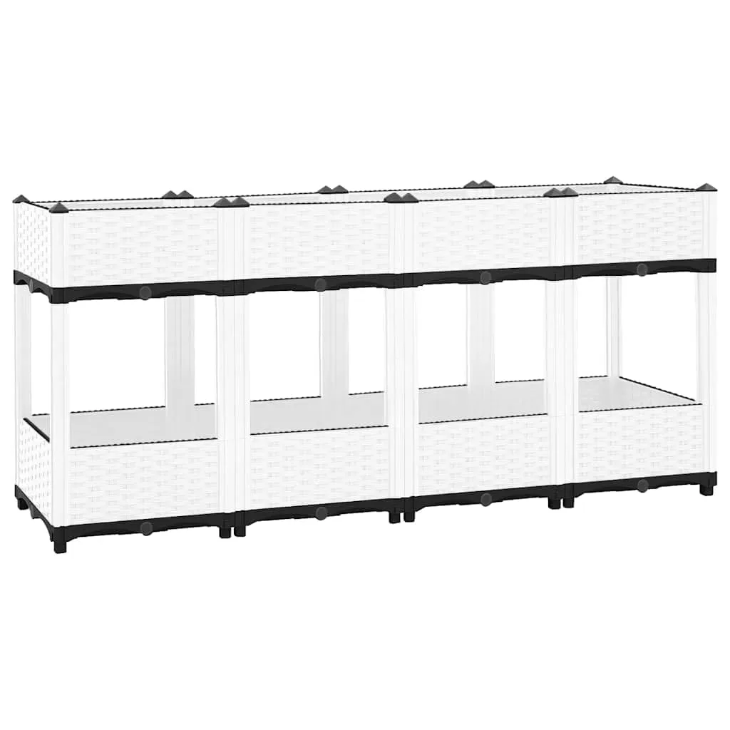 vidaXL Hochbeet, Kräuterbeet Gemüsebeet zum Selber Bauen, Blumenkasten im Rattan-Look, Pflanzkasten für Garten Terrasse Balkon, Polypropylen - Bild 1