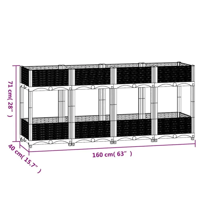 vidaXL Hochbeet, Kräuterbeet Gemüsebeet zum Selber Bauen, Blumenkasten im Rattan-Look, Pflanzkasten für Garten Terrasse Balkon, Polypropylen – Bild 2