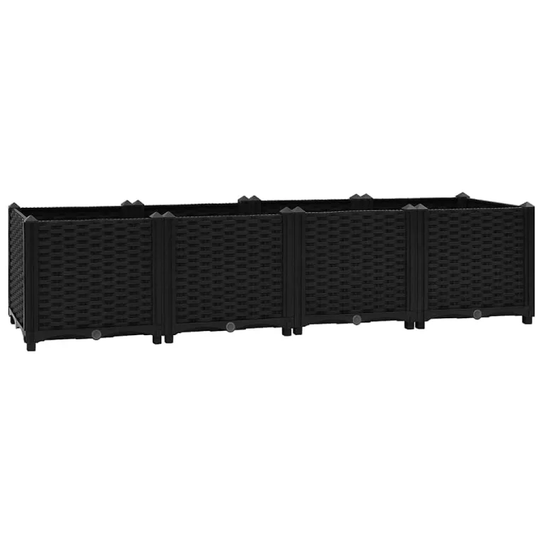vidaXL Hochbeet, Kräuterbeet Gemüsebeet zum Selber Bauen, Blumenkasten im Rattan-Look, Pflanzkasten für Garten Terrasse Balkon, Polypropylen – Bild 9