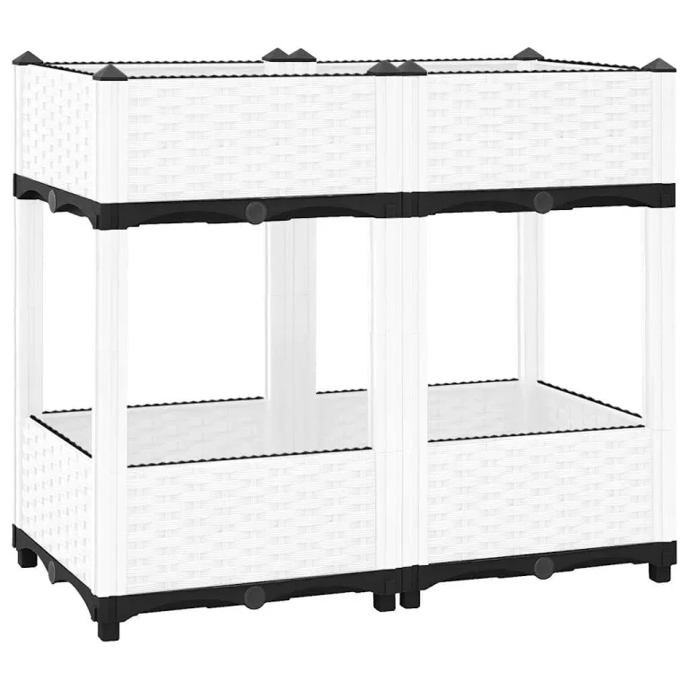 vidaXL Hochbeet, Kräuterbeet Gemüsebeet zum Selber Bauen, Blumenkasten im Rattan-Look, Pflanzkasten für Garten Terrasse Balkon, Polypropylen – Bild 1
