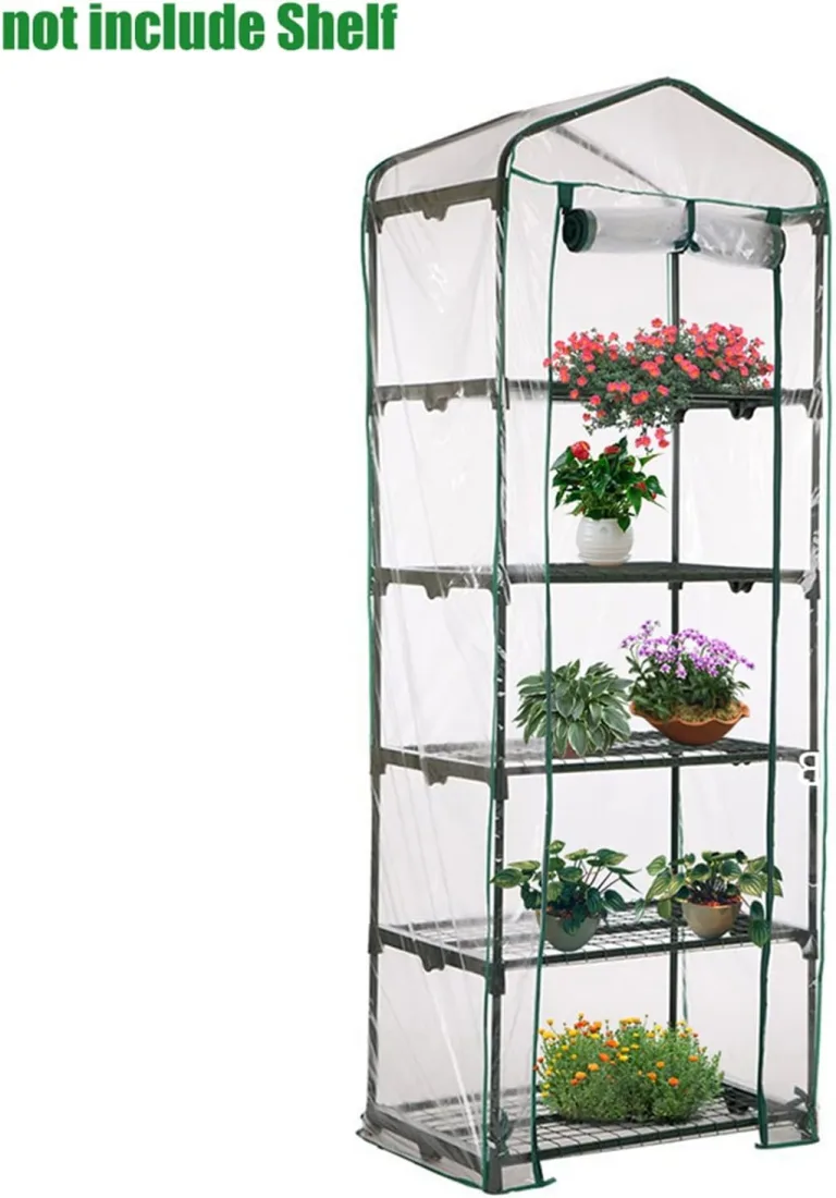 Aewächshaus Abdeckung, Ohne Regal, Aufrollbare Tür Treibhaus Anzuchthaus Gartenhaus, Frühbeet Tomatenhaus Gemüse Gewächshaus, PVC Abdeckung Transparent für Garten Balkon, Foliengewächshaus Gewächshaus – Bild 3
