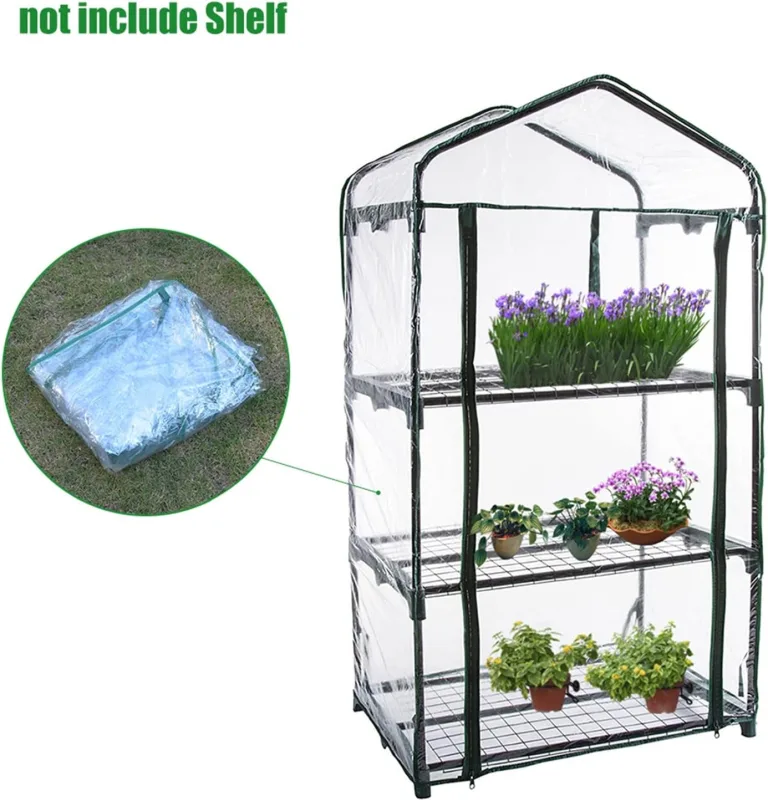 Aewächshaus Abdeckung, Ohne Regal, Aufrollbare Tür Treibhaus Anzuchthaus Gartenhaus, Frühbeet Tomatenhaus Gemüse Gewächshaus, PVC Abdeckung Transparent für Garten Balkon, Foliengewächshaus Gewächshaus – Bild 3