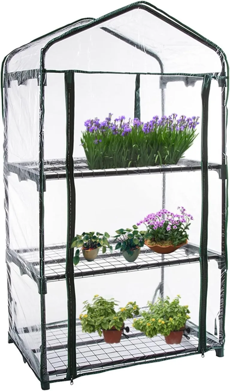 Aewächshaus Abdeckung, Ohne Regal, Aufrollbare Tür Treibhaus Anzuchthaus Gartenhaus, Frühbeet Tomatenhaus Gemüse Gewächshaus, PVC Abdeckung Transparent für Garten Balkon, Foliengewächshaus Gewächshaus – Bild 1