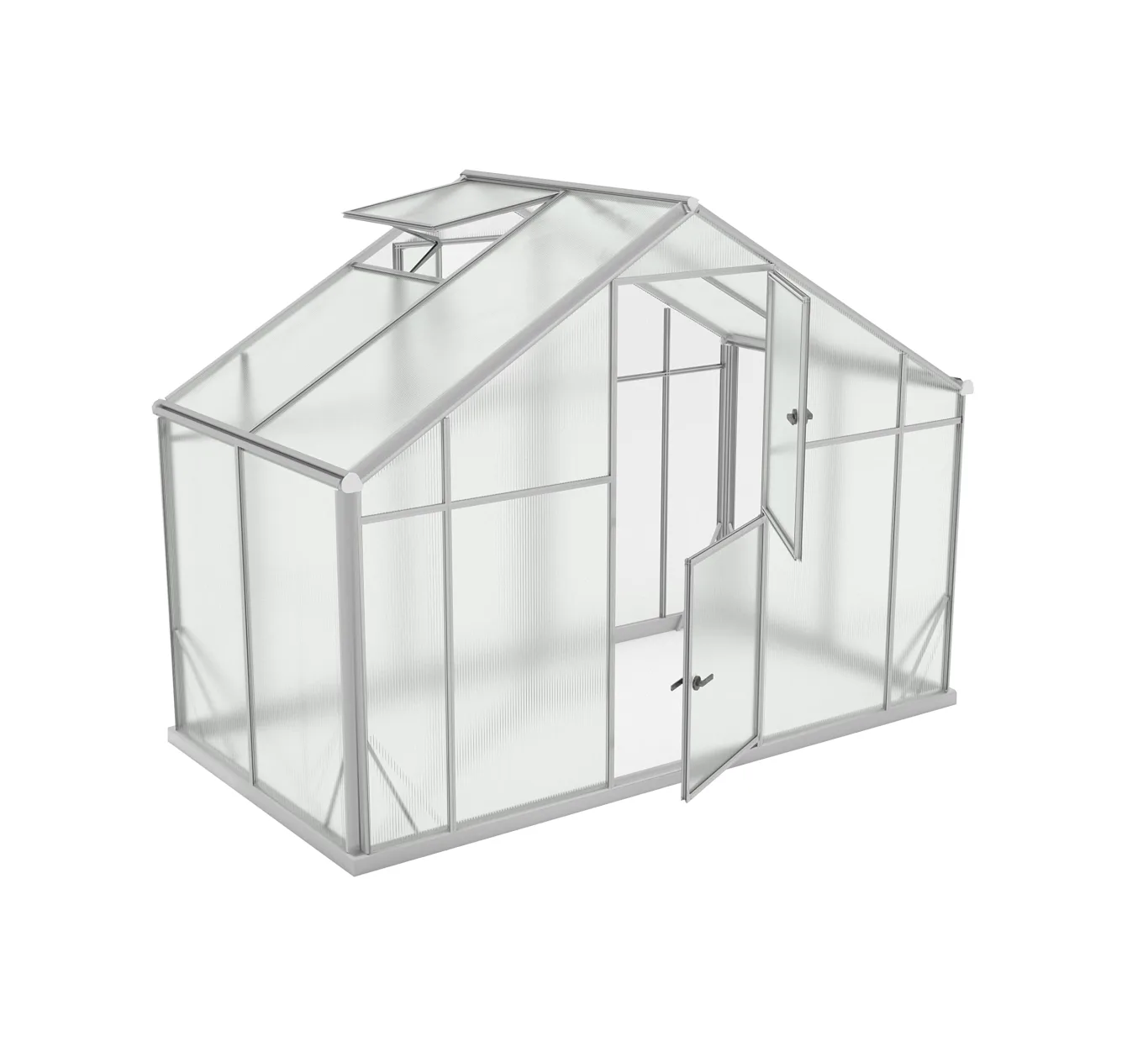 Aluminium Gewächshaus Glas 150x290 cm - Gewächshäuser - Treibhaus Gewächshaus mit Fundament - Glashaus Tomaten - Gewaechshaus 4,35m2 - Greenhouse Outdoor - 6 mm Platten - Bild 1