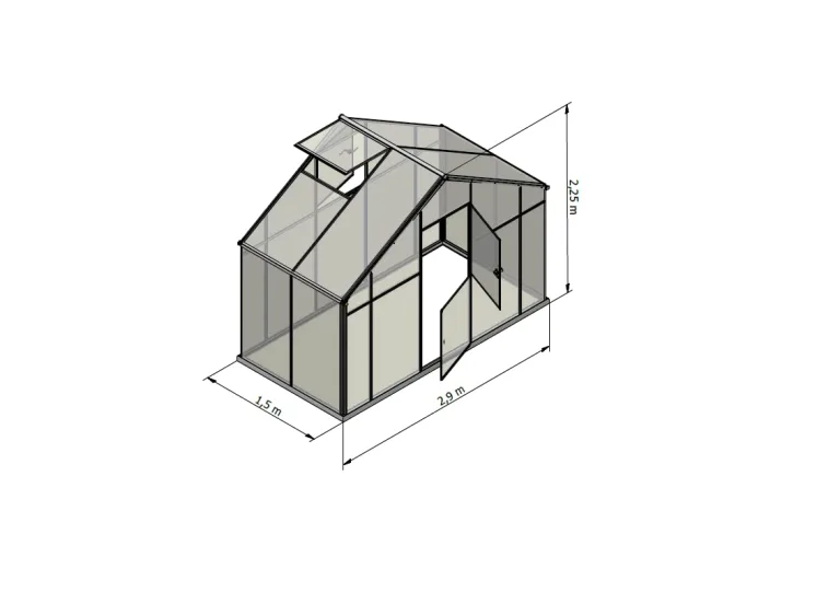 Aluminium Gewächshaus Glas 150x290 cm - Gewächshäuser - Treibhaus Gewächshaus mit Fundament - Glashaus Tomaten - Gewaechshaus 4,35m2 - Greenhouse Outdoor - 6 mm Platten – Bild 2
