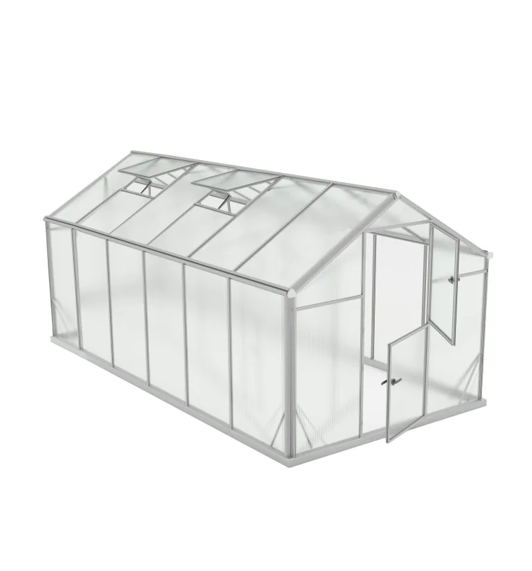 Aluminium Gewächshaus Glas 640x220 cm - Gewächshäuser Groß - Treibhaus Gewächshaus mit Fundament - Glashaus Tomaten - Gewaechshaus 14,3m2 - Greenhouse Outdoor - 6 mm Platten – Bild 10
