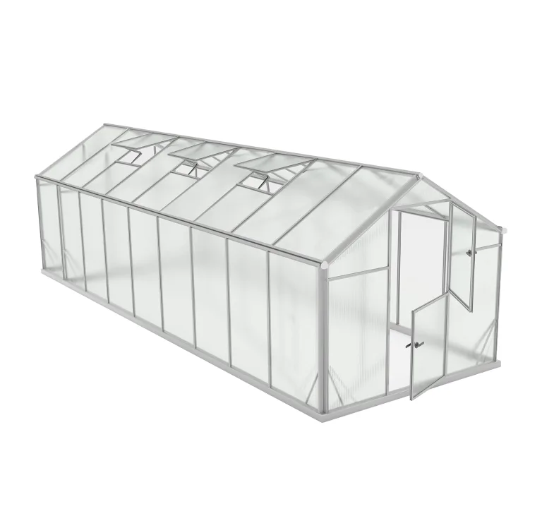 Aluminium Gewächshaus Glas 640x220 cm - Gewächshäuser Groß - Treibhaus Gewächshaus mit Fundament - Glashaus Tomaten - Gewaechshaus 14,3m2 - Greenhouse Outdoor - 6 mm Platten – Bild 1