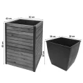 Pflanzkasten HWC-L23, Hochbeet Blumenkasten, Outdoor Akazie Holz FSC®-Zertifiziert Aluminium - 60x42x42cm braun - Thumbnail 3