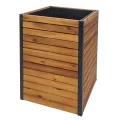 Pflanzkasten HWC-L23, Hochbeet Blumenkasten, Outdoor Akazie Holz FSC®-Zertifiziert Aluminium - 60x42x42cm braun - Thumbnail 4