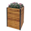 Pflanzkasten HWC-L23, Hochbeet Blumenkasten, Outdoor Akazie Holz FSC®-Zertifiziert Aluminium - 60x42x42cm braun - Thumbnail 1