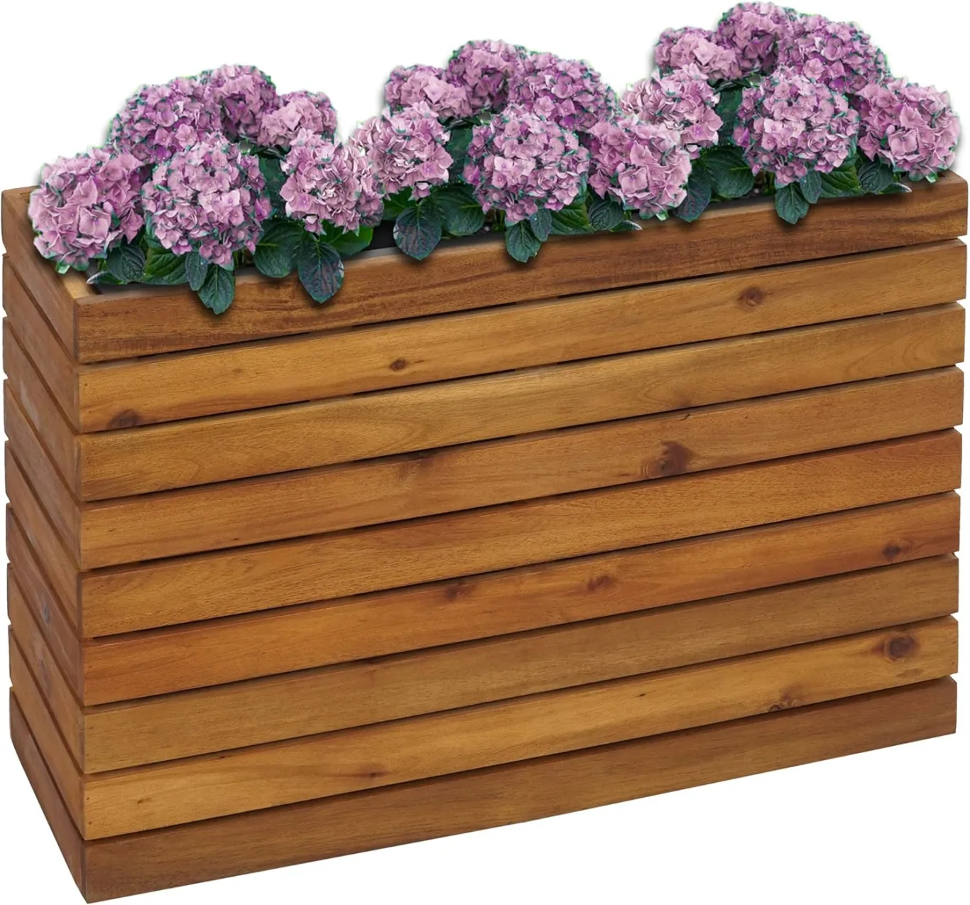 Pflanzkasten HWC-L21, Pflanzkübel Blumentopf Hochbeet, eckig 41x63x23cm Outdoor Akazie Holz FSC®-Zertifiziert, braun - Bild 1