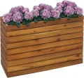 Pflanzkasten HWC-L21, Pflanzkübel Blumentopf Hochbeet, eckig 41x63x23cm Outdoor Akazie Holz FSC®-Zertifiziert, braun - Thumbnail 1