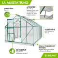 BRAST Gewächshaus Aluminium mit Fundament | 42 Modelle | 130x190x195cm - 490x250x235cm | TÜV geprüft | 6mm Hohlkammerplatten | rostfrei wetterfest temperaturbeständig | 380x250x205cm Grün - Thumbnail 7