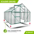 BRAST Gewächshaus Aluminium mit Fundament | 42 Modelle | 130x190x195cm - 490x250x235cm | TÜV geprüft | 6mm Hohlkammerplatten | rostfrei wetterfest temperaturbeständig | 380x250x205cm Grün - Thumbnail 8