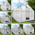 BRAST Gewächshaus Aluminium mit Fundament | 42 Modelle | 130x190x195cm - 490x250x235cm | TÜV geprüft | 6mm Hohlkammerplatten | rostfrei wetterfest temperaturbeständig | 490x250x235cm Silber - Thumbnail 1