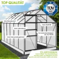 BRAST Gewächshaus Aluminium mit Fundament | 42 Modelle | 130x190x195cm - 490x250x235cm | TÜV geprüft | 6mm Hohlkammerplatten | rostfrei wetterfest temperaturbeständig | 380x190x195cm Grau - Thumbnail 4