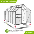BRAST Gewächshaus Aluminium mit Fundament | 42 Modelle | 130x190x195cm - 490x250x235cm | TÜV geprüft | 6mm Hohlkammerplatten | rostfrei wetterfest temperaturbeständig | 380x190x195cm Grau - Thumbnail 8