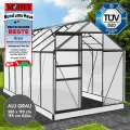 BRAST Gewächshaus Aluminium mit Fundament | 42 Modelle | 130x190x195cm - 490x250x235cm | TÜV geprüft | 6mm Hohlkammerplatten | rostfrei wetterfest temperaturbeständig | 380x190x195cm Grau - Thumbnail 3