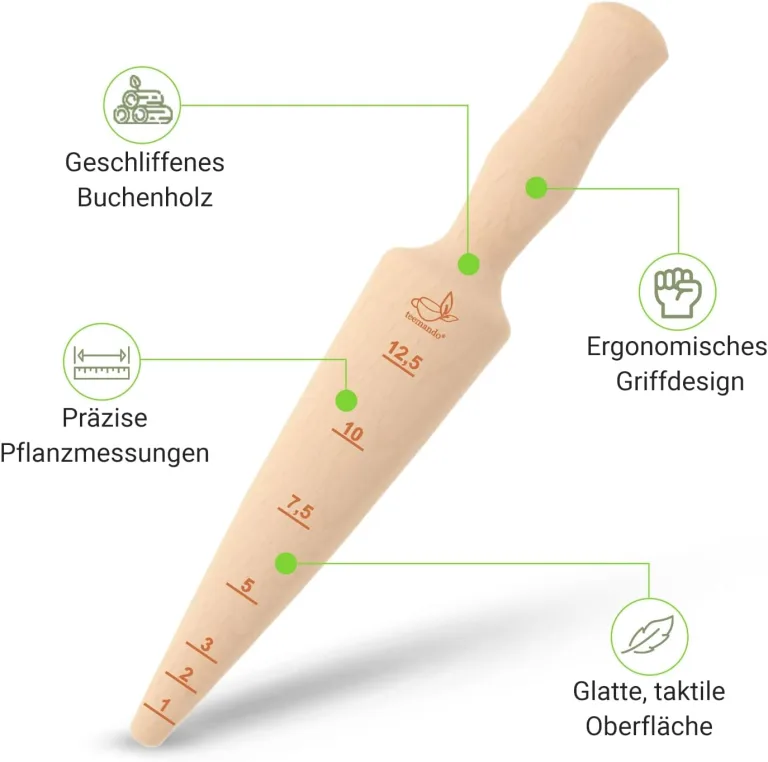Teemando® Marken-Pflanzholz mit Scala aus unbehandeltem Buchenholz, 24,5 cm lang, Pflanzholz mit cm – Bild 4