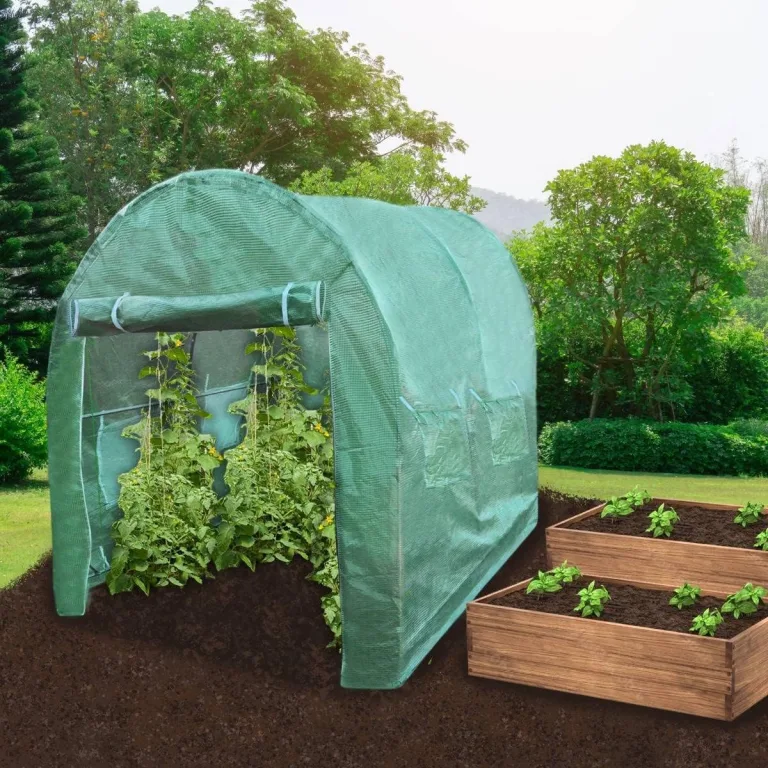MonsterShop Polytunnel mit Folie Gewächshaus Treibhaus Tomatenhaus Pflanzenhaus Folientunnel 25mm 4m x 2m – Bild 3