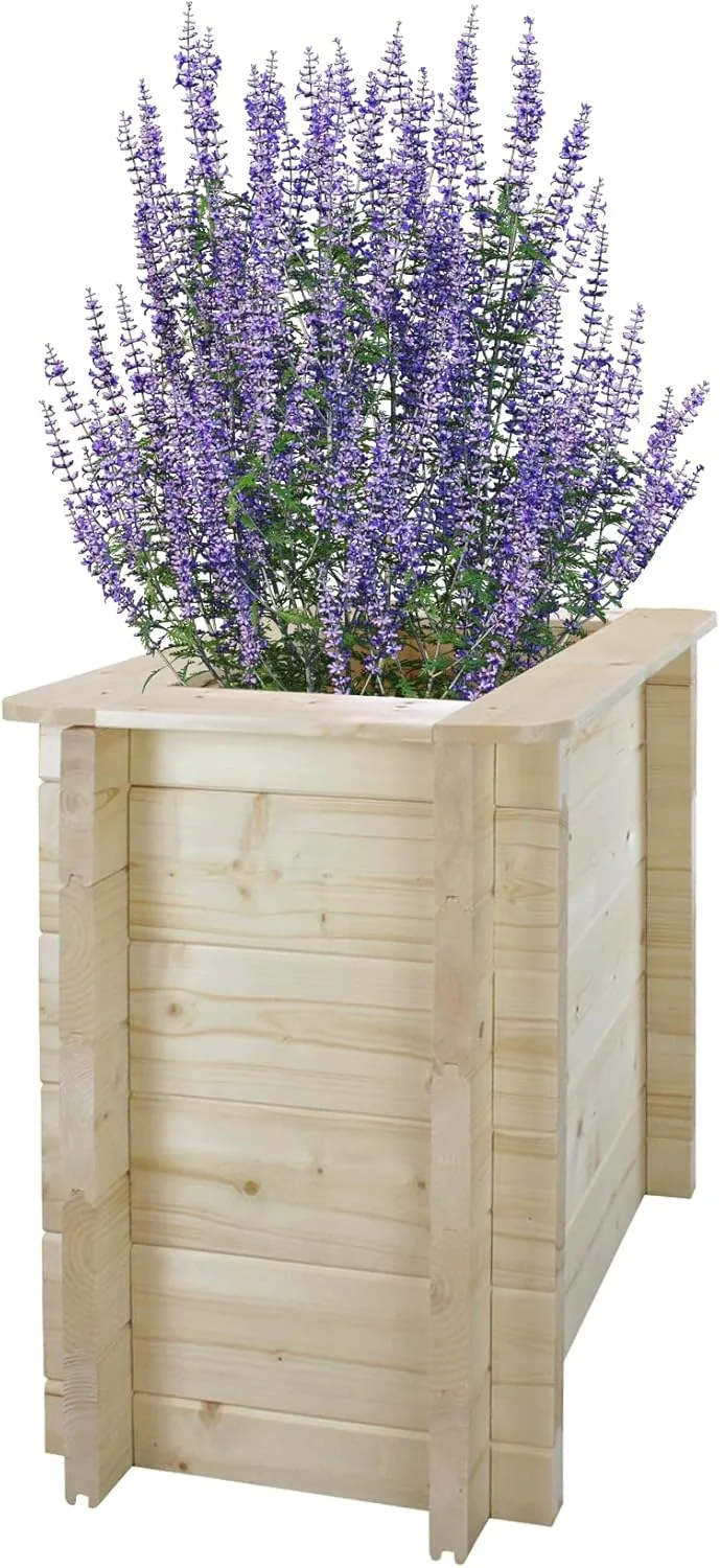 TIMBELA Hochbeet Holz - 58x38xH57 cm - Blumenbeet für Garten - Kräuterbeet - Pflanzkasten Holz - Hochbeet Balkon Garten Terrasse - Solid 28 mm Pine/Spruce Wood M611