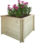 TIMBELA Hochbeet Holz - 78x78xH46 cm - Blumenbeet für Garten - Kräuterbeet - Pflanzkasten Holz - Hochbeet Balkon Garten Terrasse - Solid 28 mm Pine/Spruce Wood M620 - Thumbnail 8