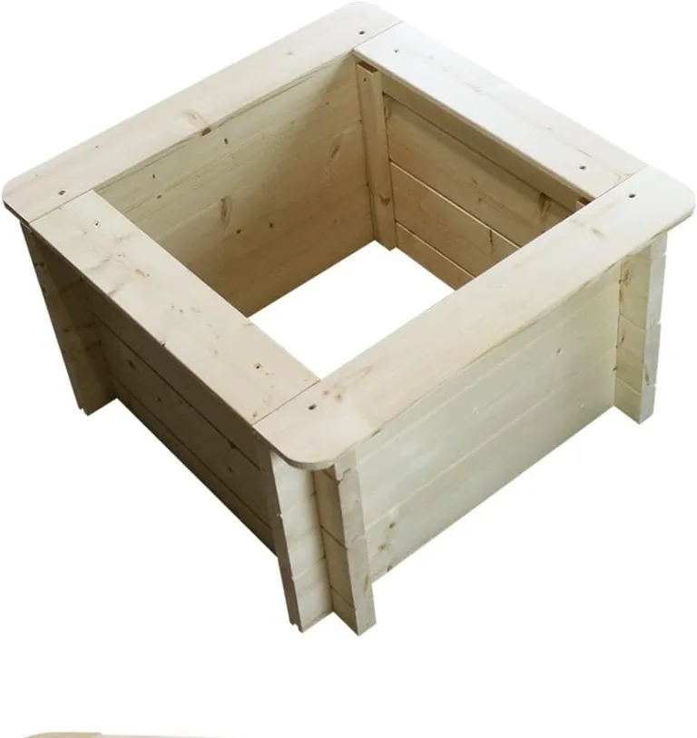 TIMBELA Hochbeet Holz - 58x58xH35 cm - Blumenbeet für Garten - Kräuterbeet - Pflanzkasten Holz - Hochbeet Balkon Garten Terrasse - Solid 28 mm Pine/Spruce Wood M616 – Bild 6